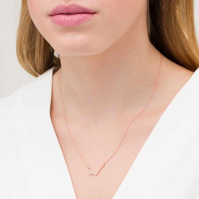 Main Image 2 of 0.04 CT. T.W. Diamond Aquarius Constellation Bezel-Set Necklace in 10K Rose Gold