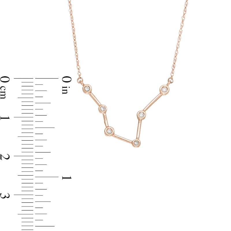 Main Image 3 of 0.04 CT. T.W. Diamond Pisces Constellation Bezel-Set Necklace in 10K Rose Gold