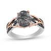 Thumbnail Image 1 of Enchanted Disney Villains Maleficent Black Quartz and 0.145 CT. T.W. Diamond Ring in Sterling Silver and 10K Rose Gold