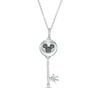 Thumbnail Image 0 of Mickey Mouse & Minnie Mouse 0.085 CT. T.W. Enhanced Black and White Diamond Key Pendant in Sterling Silver - 19"