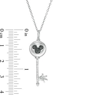 Mickey Mouse & Minnie Mouse 0.085 CT. T.W. Enhanced Black and White Diamond Key Pendant in Sterling Silver - 19"