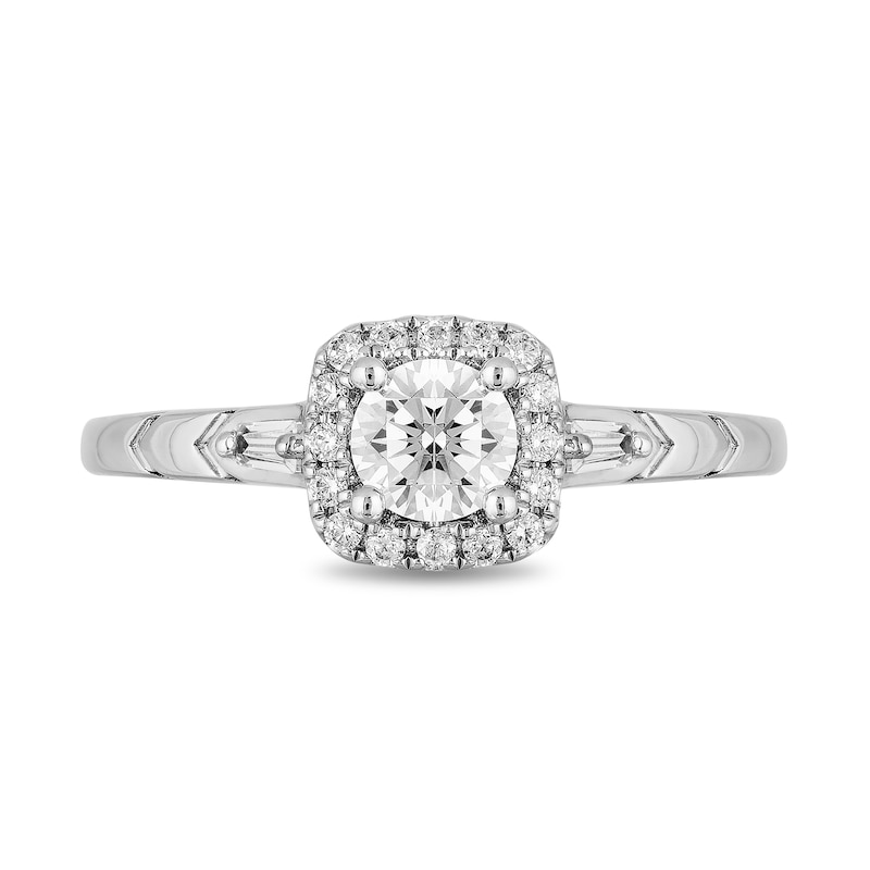 Main Image 3 of Enchanted Disney Elsa 0.58 CT. T.W. Diamond Cushion Frame Engagement Ring in 14K White Gold