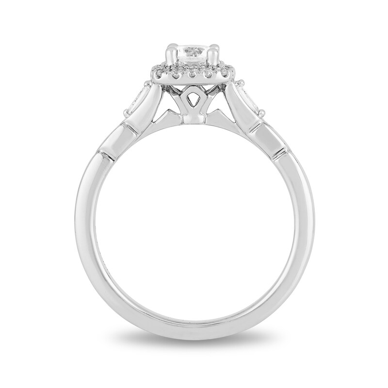 Enchanted Disney Elsa 0.58 CT. T.W. Diamond Cushion Frame Engagement Ring in 14K White Gold