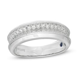 Vera Wang Love Collection Men 0.58 CT. T.W. Diamond Two Row Wedding Band in 14K White Gold
