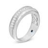 Thumbnail Image 1 of Vera Wang Love Collection Men 0.58 CT. T.W. Diamond Two Row Wedding Band in 14K White Gold