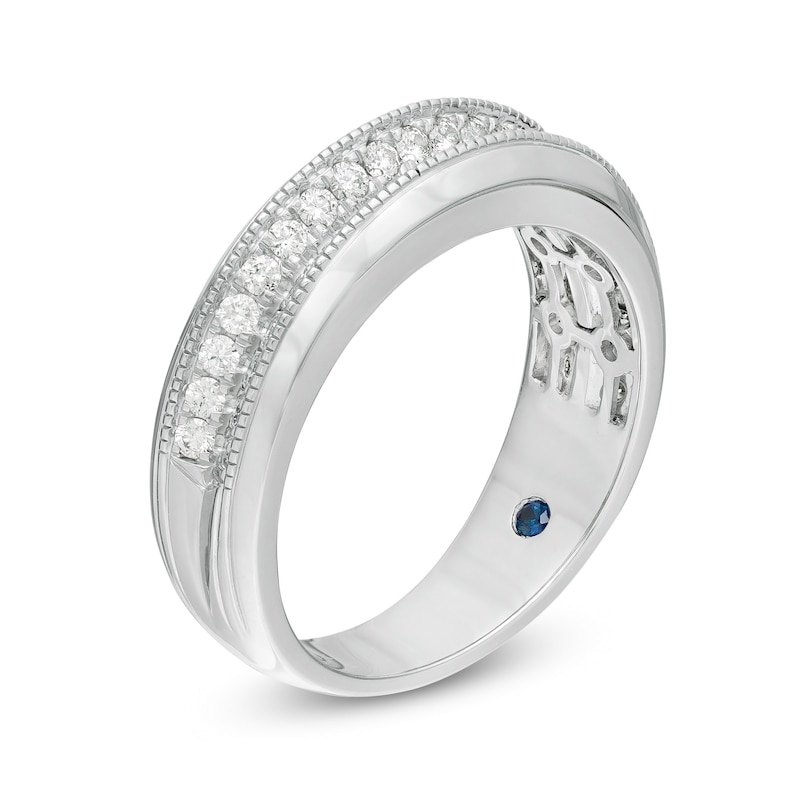 Main Image 2 of Vera Wang Men's Men 0.58 CT. T.W. Diamond Two Row Wedding Band in 14K White Gold