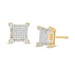 Men's 0.18 CT. T.W. Square Composite Diamond Gothic-Style Frame Stud Earrings in 10K Gold