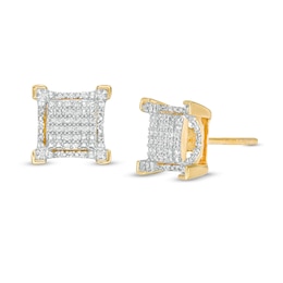 0.18 CT. T.W. Square Composite Diamond Gothic-Style Frame Stud Earrings in 10K Gold