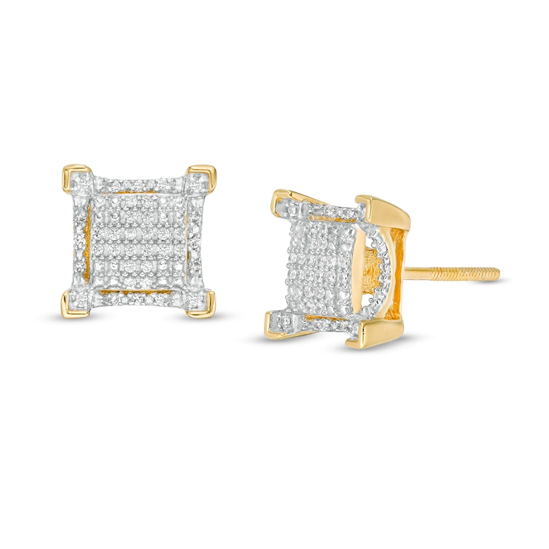 Men's 0.18 CT. T.W. Square Composite Diamond Gothic-Style Frame Stud Earrings in 10K Gold|Peoples Jewellers