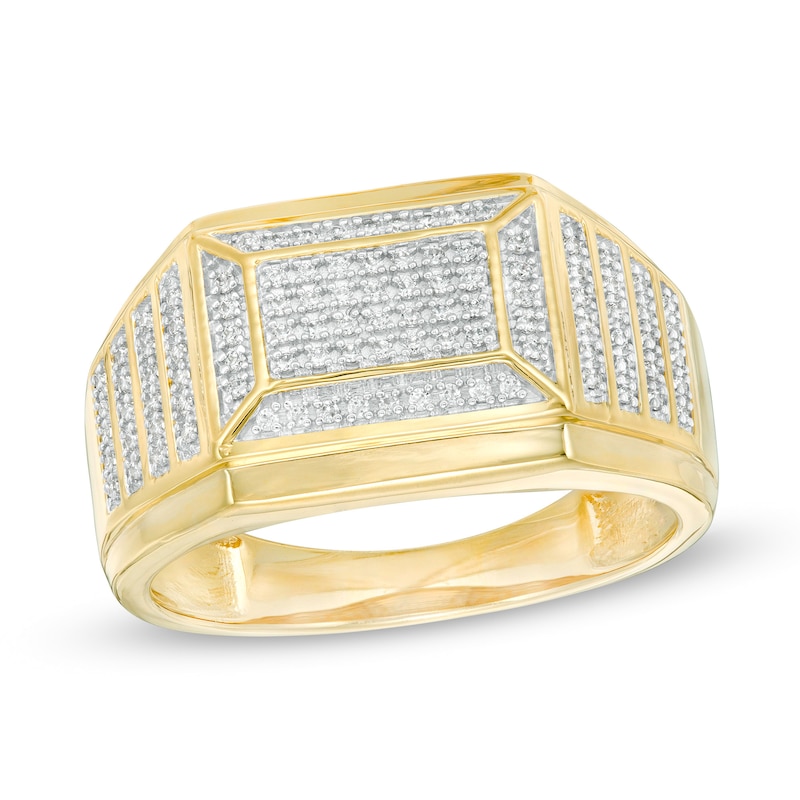 Men's 0.30 CT. T.W. Rectangular Multi-Diamond Ring in 10K Gold