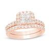 Thumbnail Image 1 of 1.50 CT. T.W. Quad Princess-Cut Diamond Frame Bridal Set in 14K Rose Gold