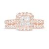Thumbnail Image 4 of 1.50 CT. T.W. Quad Princess-Cut Diamond Frame Bridal Set in 14K Rose Gold