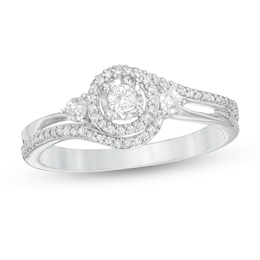 0.20 CT. T.W. Diamond Frame Promise Ring in Sterling Silver