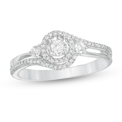 0.20 CT. T.W. Diamond Frame Promise Ring in Sterling Silver