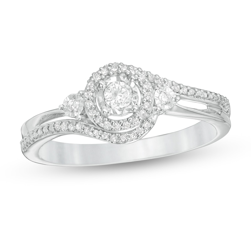 0.20 CT. T.W. Diamond Frame Promise Ring in Sterling Silver|Peoples Jewellers
