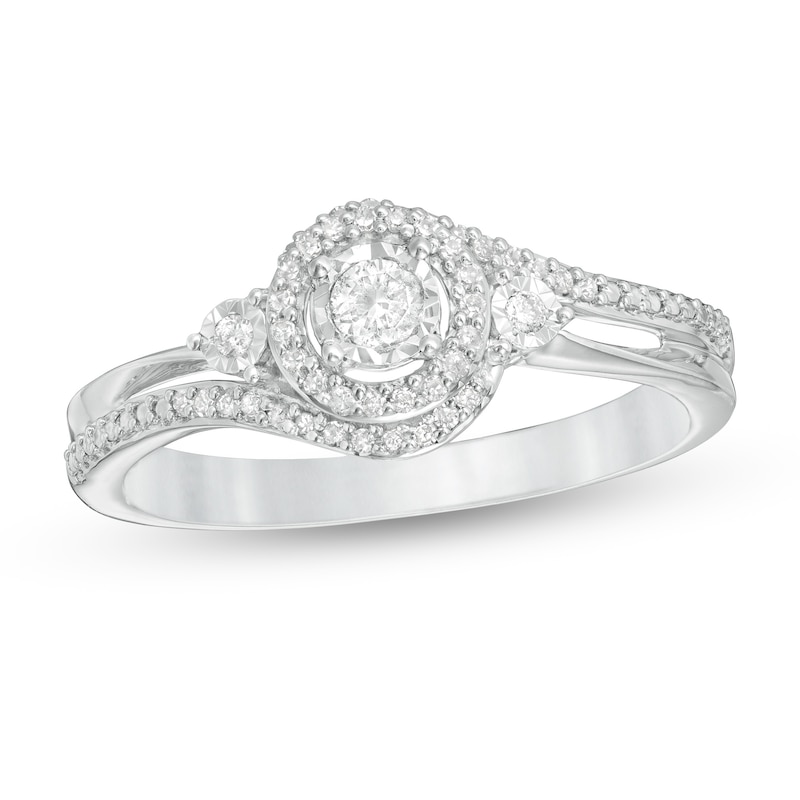 Main Image 1 of 0.20 CT. T.W. Diamond Frame Promise Ring in Sterling Silver
