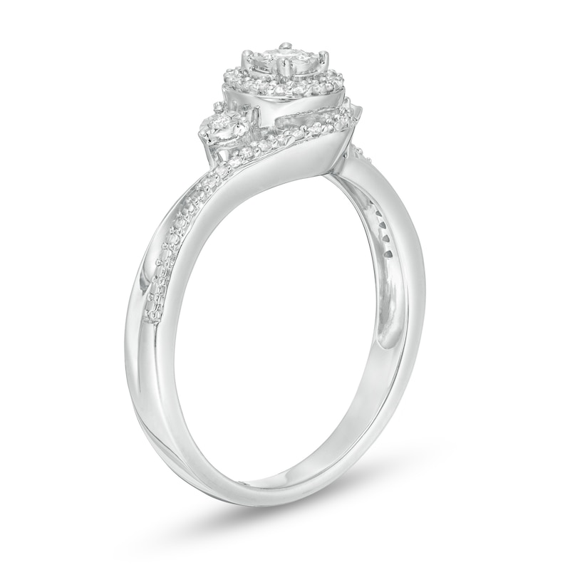 Main Image 2 of 0.20 CT. T.W. Diamond Frame Promise Ring in Sterling Silver