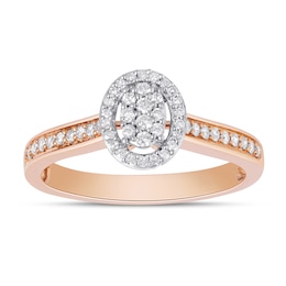 0.25 CT. T.W. Composite Diamond Oval Frame Promise Ring in 10K Rose Gold