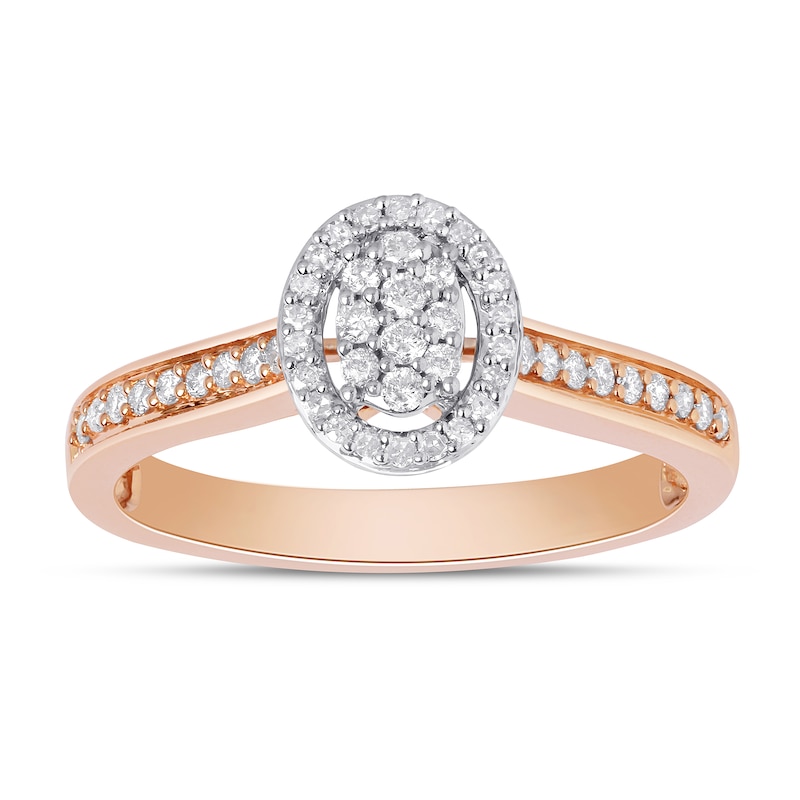 0.25 CT. T.W. Composite Diamond Oval Frame Promise Ring in 10K Rose Gold