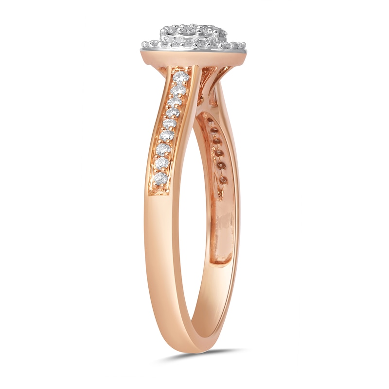 Main Image 2 of 0.25 CT. T.W. Composite Diamond Oval Frame Promise Ring in 10K Rose Gold
