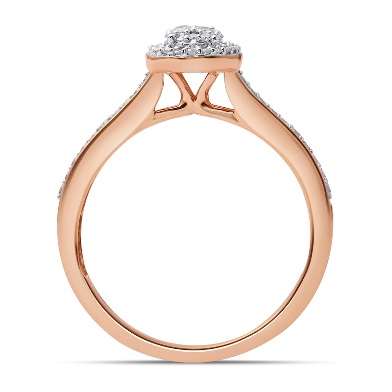 Main Image 3 of 0.25 CT. T.W. Composite Diamond Oval Frame Promise Ring in 10K Rose Gold