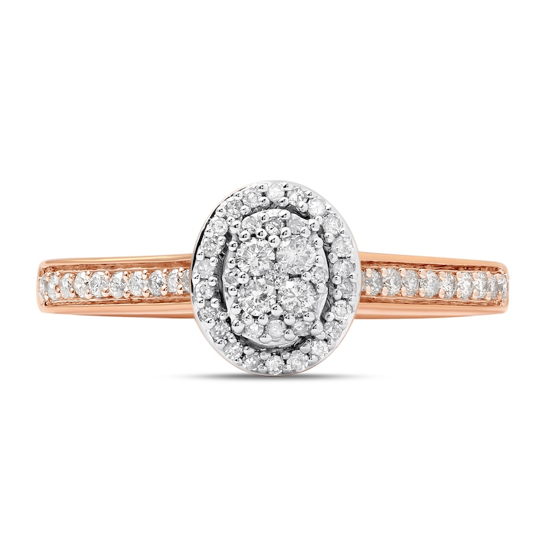 Main Image 4 of 0.25 CT. T.W. Composite Diamond Oval Frame Promise Ring in 10K Rose Gold