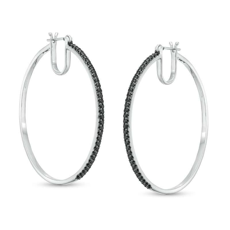 1.00 CT. T.W. Black Diamond Hoop Earrings in Sterling Silver