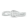 Thumbnail Image 3 of 0.18 CT T.W. Quad Princess-Cut Diamond Swirl Promise Ring in 10K White Gold