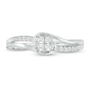 0.18 CT T.W. Quad Princess-Cut Diamond Swirl Promise Ring in 10K White Gold
