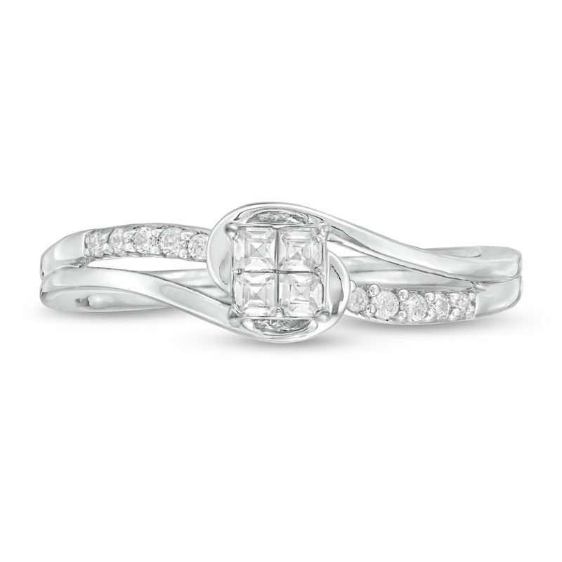 0.18 CT T.W. Quad Princess-Cut Diamond Swirl Promise Ring in 10K White Gold