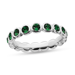Stackable Expressions™ Green Crystal May Birthstone Eternity Band in Sterling Silver