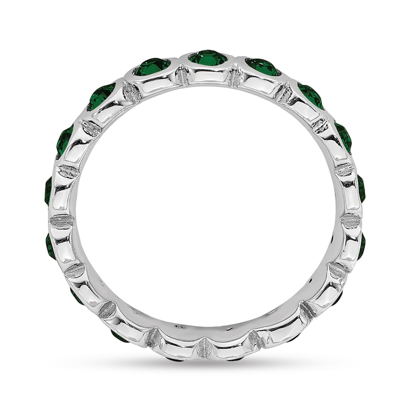 Main Image 2 of Stackable Expressions™ Green Crystal May Birthstone Eternity Band in Sterling Silver