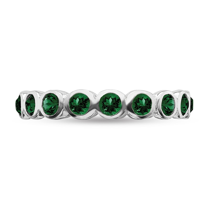 Main Image 3 of Stackable Expressions™ Green Crystal May Birthstone Eternity Band in Sterling Silver