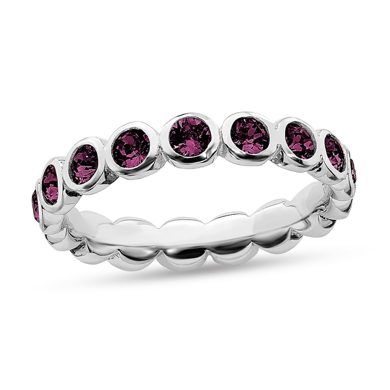 Main Image 1 of Stackable Expressions™ Purple Crystal June Birthstone Eternity Band in Sterling Silver
