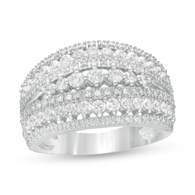 1.23 CT. T.W. Diamond Multi-Row Ring in 10K White Gold