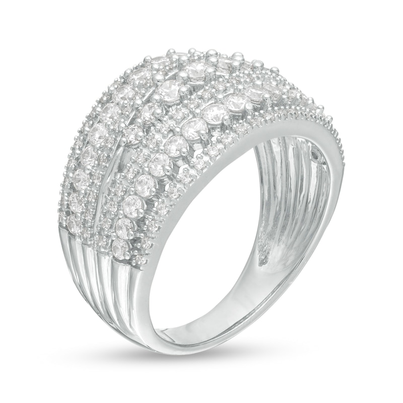 1.23 CT. T.W. Diamond Multi-Row Ring in 10K White Gold