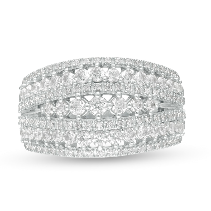 1.23 CT. T.W. Diamond Multi-Row Ring in 10K White Gold