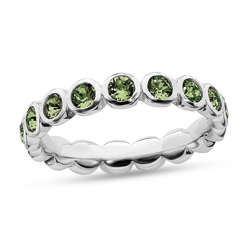 Main Image 1 of Stackable Expressions™ Light Green Crystal August Birthstone Eternity Band in Sterling Silver