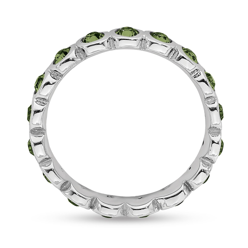 Main Image 2 of Stackable Expressions™ Light Green Crystal August Birthstone Eternity Band in Sterling Silver