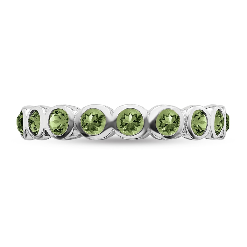 Main Image 3 of Stackable Expressions™ Light Green Crystal August Birthstone Eternity Band in Sterling Silver