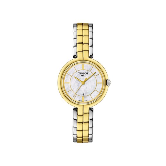 Ladies' Tissot Flamingo Two-Tone PVD Watch with Mother-of-Pearl Dial (Model: T094.210.22.111.01)