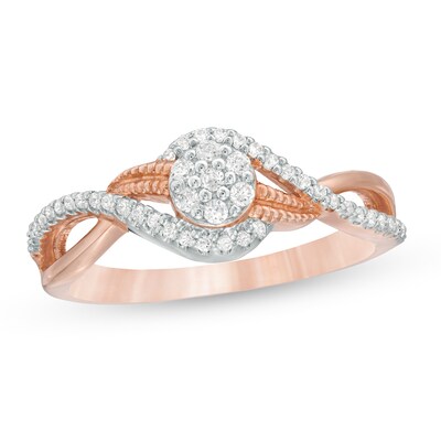 0.18 CT. T.W. Composite Diamond Bypass Promise Ring in 10K Rose Gold