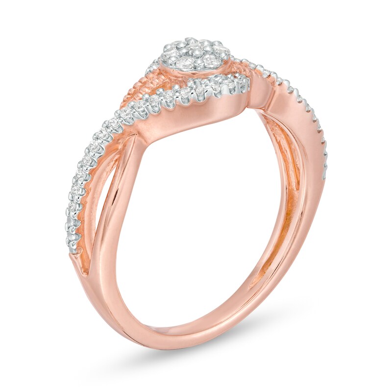 Main Image 3 of 0.18 CT. T.W. Composite Diamond Bypass Promise Ring in 10K Rose Gold
