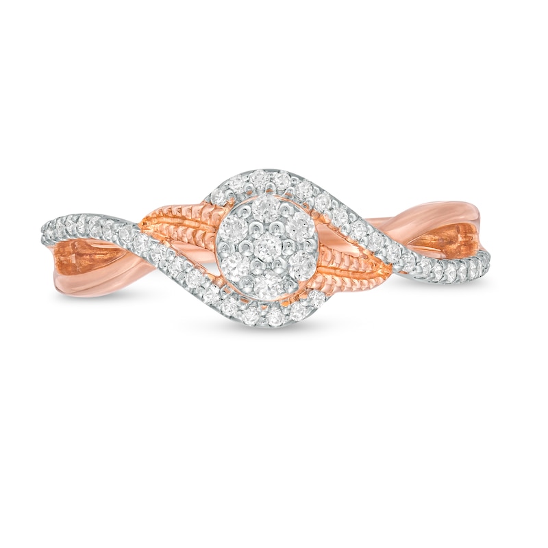 Main Image 4 of 0.18 CT. T.W. Composite Diamond Bypass Promise Ring in 10K Rose Gold