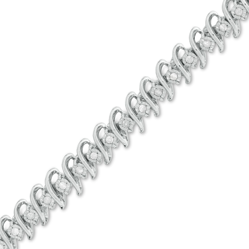 Main Image 1 of 0.50 CT. T.W. Diamond "S" Tennis Bracelet in Sterling Silver - 7.5"