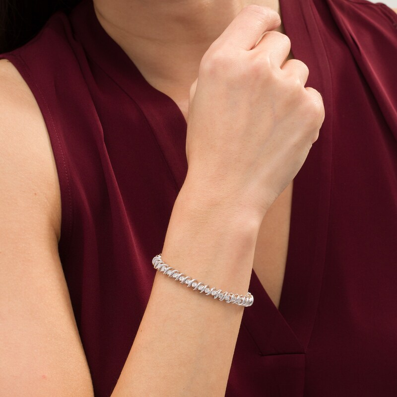 Main Image 2 of 0.50 CT. T.W. Diamond "S" Tennis Bracelet in Sterling Silver - 7.5"