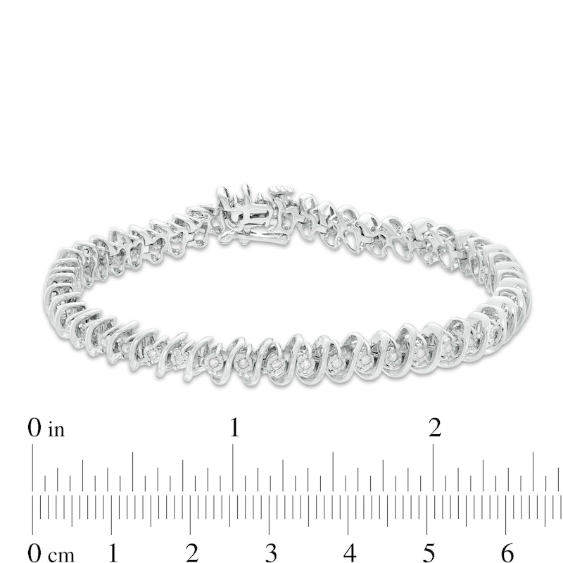 Main Image 3 of 0.50 CT. T.W. Diamond "S" Tennis Bracelet in Sterling Silver - 7.5"