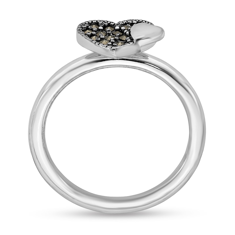 Stackable Expressionsâ¢ Marcasite Double Hearts Ring in Sterling Silver