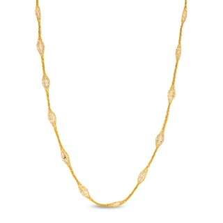 Oval Cubic Zirconia Mesh Cage Station Necklace in 14K Gold