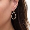 Diamond-Cut Beaded Open Teardrop Earrings in 14K Tri-Tone Gold